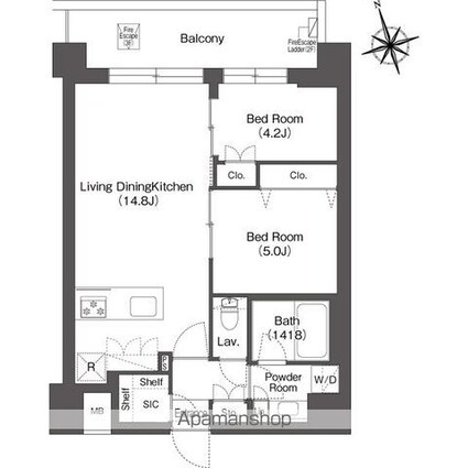 ルーウェ東大泉[2LDK/54.45m2]の間取図
