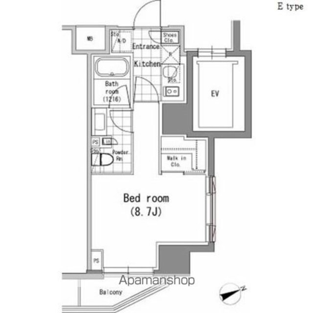 パークハビオ新橋[1K/28.08m2]の間取図