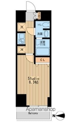 プルス上十条[1K/26.36m2]の間取図