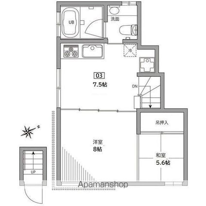 グランエッグス中野方南町[1LDK/33.77m2]の間取図