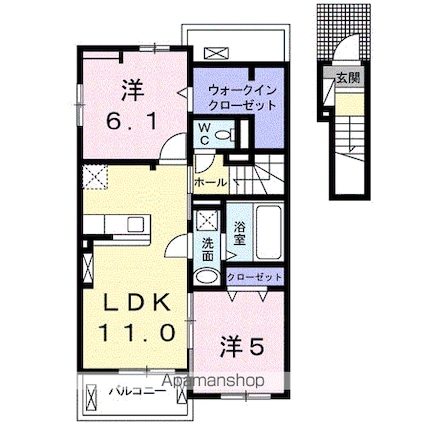 ローズコリーヌＢ[2LDK/57.54m2]の間取図