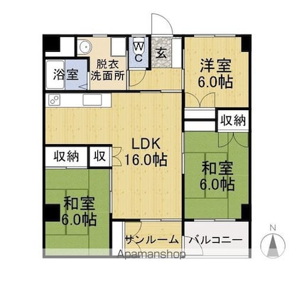 サンハイツ公園[3LDK/71.55m2]の間取図