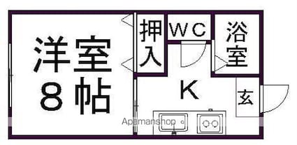 ＭａｋｉｂａＨｉｌｌｓナイキ[1K/26.34m2]の間取図