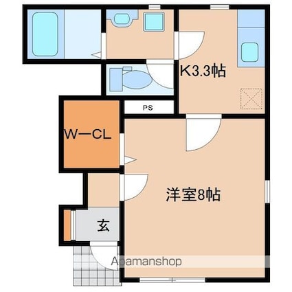 ソレイユパルク１２番館[1K/30.86m2]の間取図