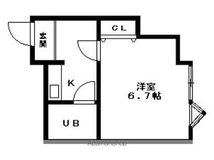 カンサ石山[1K/22m2]の間取図