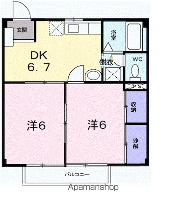タウンズ永山[2DK/40.57m2]の間取図