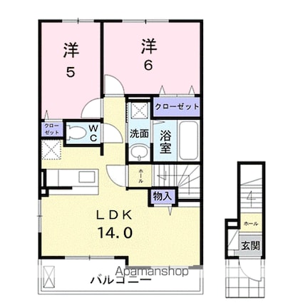 カーサ・アストレアＣ[2LDK/57.55m2]の間取図