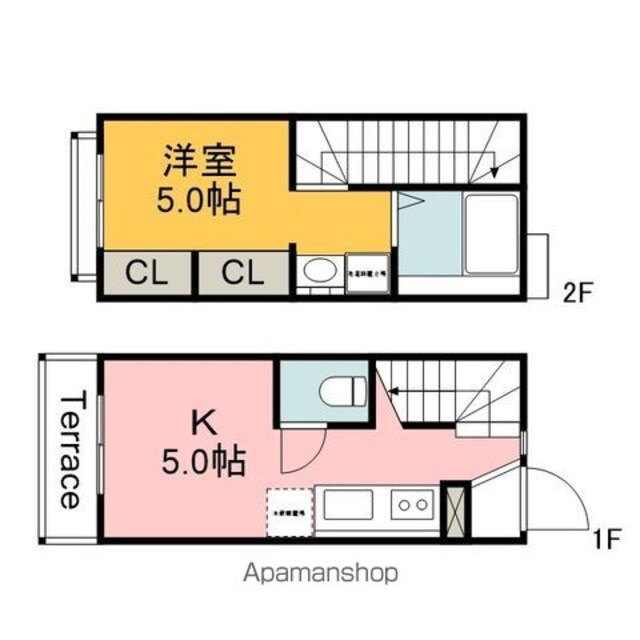 プランドール草津東[1K/25.5m2]の間取図