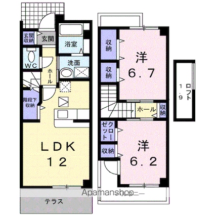 ソル・レヴェンテ[2LDK/64.98m2]の間取図