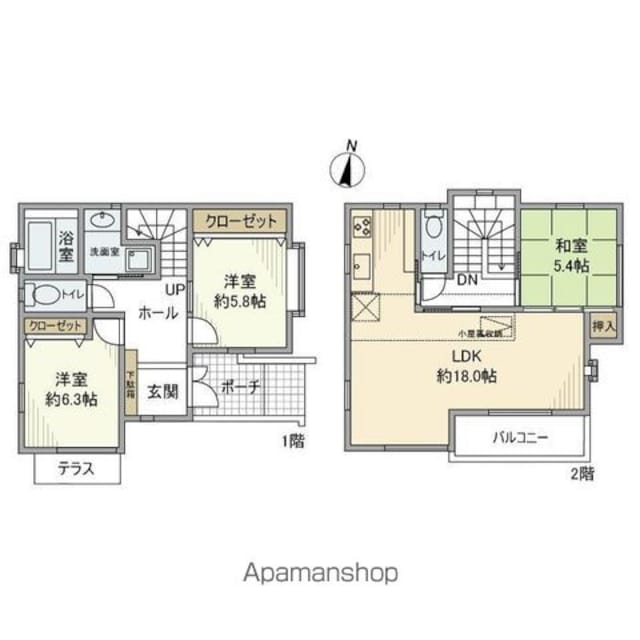 玉川台戸建[3LDK/94.5m2]の間取図