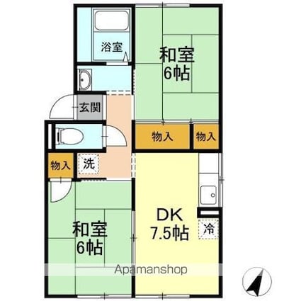 コーポ佐藤[2DK/46.06m2]の間取図
