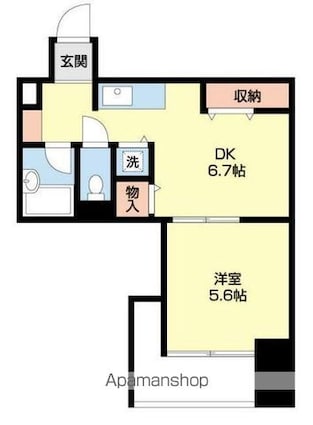 香川県高松市中新町[1DK/34m2]の間取図