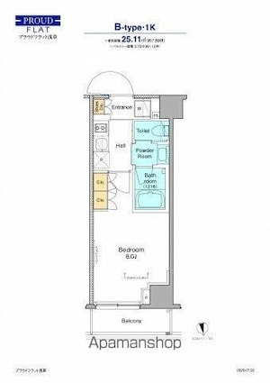 プラウドフラット浅草[1K/25.11m2]の間取図