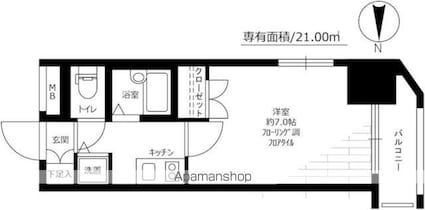 ガーラ・シティ亀戸[1K/21m2]の間取図