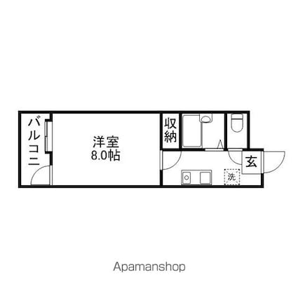 セピアコートⅡ[1K/23m2]の間取図