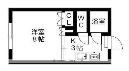 ウエストサイドハイツ１[1K/23.96m2]の間取図