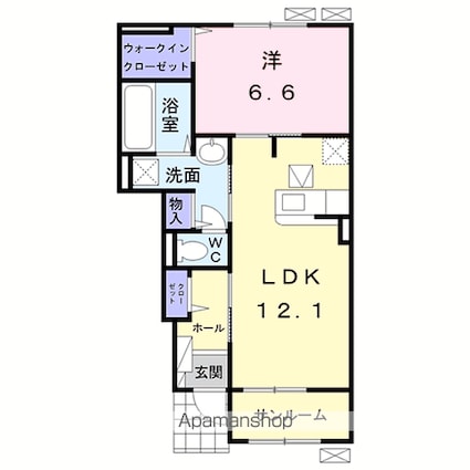シェーネ　グルン　Ａ[1LDK/48.35m2]の間取図