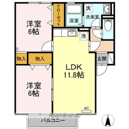 ボナール安岡[2LDK/55.41m2]の間取図