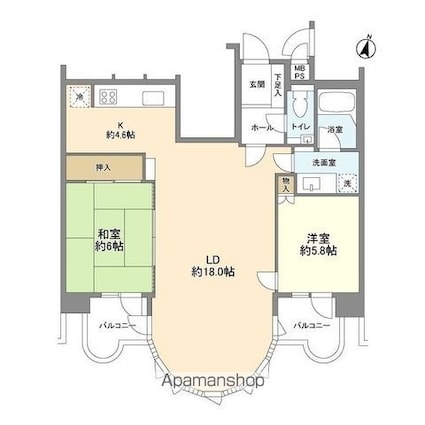 ルネ小岩[2LDK/68.2m2]の間取図