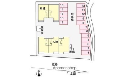 アスランリバーウエストＡ[1LDK/45.89m2]の配置図