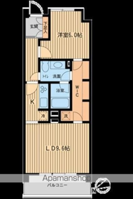 ＨＦ若林公園レジデンス[1LDK/48.8m2]の間取図
