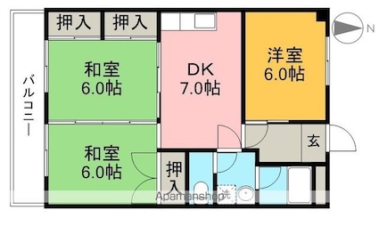 福井ハイツ[3DK/57.97m2]の間取図