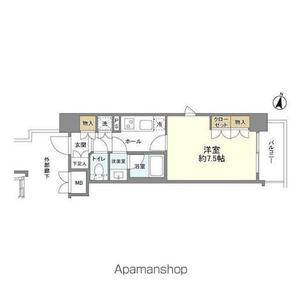 クオリア小石川[1K/27.79m2]の間取図