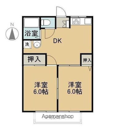 シティーハイムナカムラ[2DK/40.91m2]の間取図