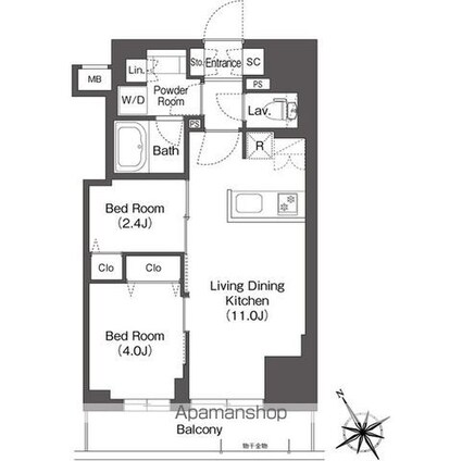 ＢｌｕＲｏｃｋ後楽園　[2LDK/40.51m2]の間取図