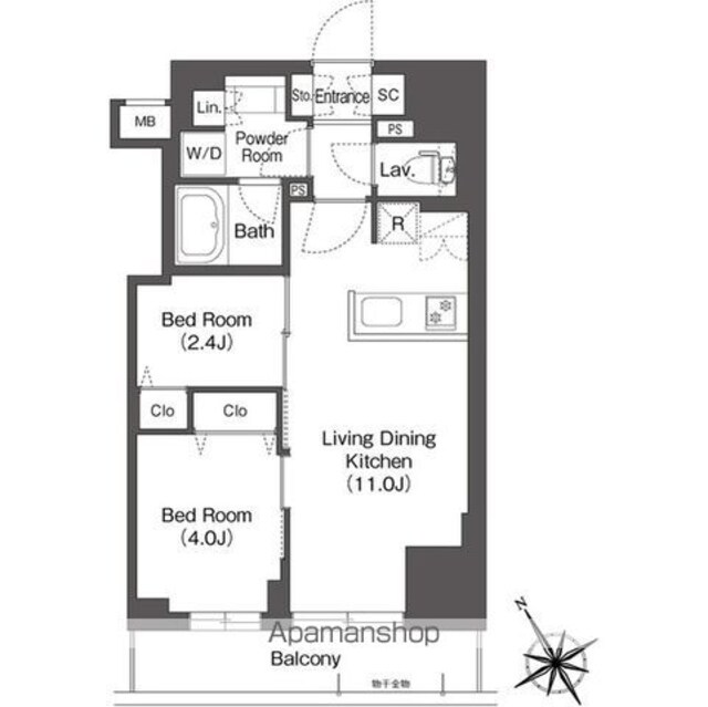 ＢｌｕＲｏｃｋ後楽園　[2LDK/40.51m2]の間取図