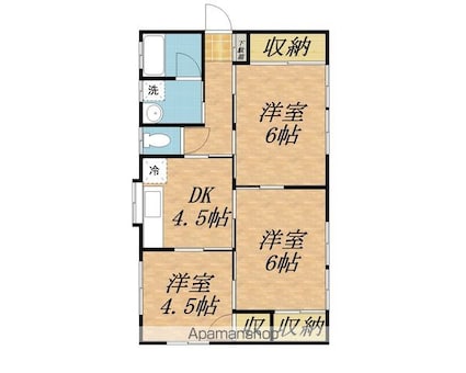 天竜峡アパート[3K/49.69m2]の間取図