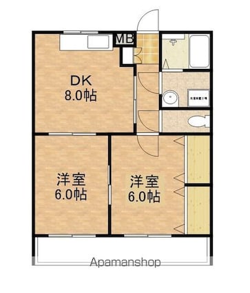 スカイマンション[2DK/50.54m2]の間取図