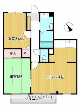 フォブール津森Ａ[2LDK/53.02m2]の間取図