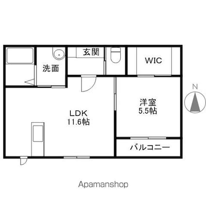 群馬県太田市新島町[1LDK/40.33m2]の間取図