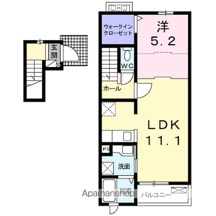 カーサ・モデルノ[1LDK/43.47m2]の間取図