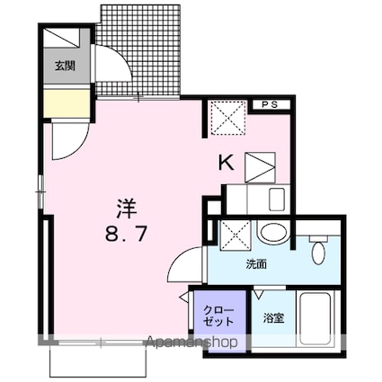 桜　Ａ・Ｈ　己斐西町[1K/27.84m2]の間取図