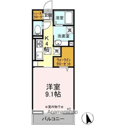 ジラソーレ雅[1K/33.61m2]の間取図