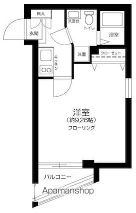 ビバリーホームズ千歳烏山[1K/25.58m2]の間取図