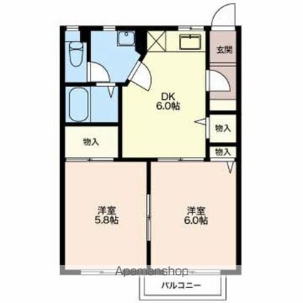 ディアス岩田エール[2DK/41.58m2]の間取図
