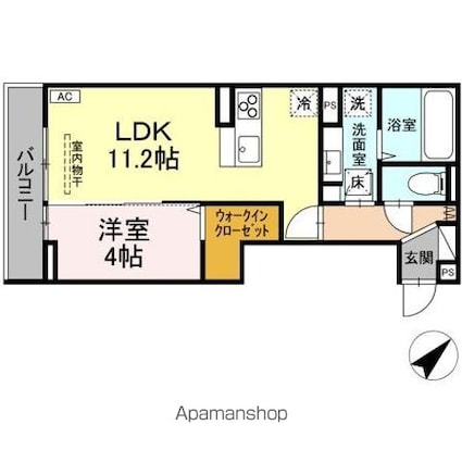 ＤーｒｏｏｍＣＶＩＩＩ[1LDK/38.54m2]の間取図