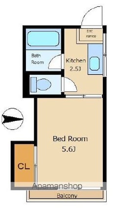 東京都目黒区駒場１丁目[1K/18m2]の間取図