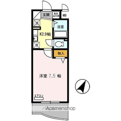 アースマーシーマンション[1K/22.9m2]の間取図