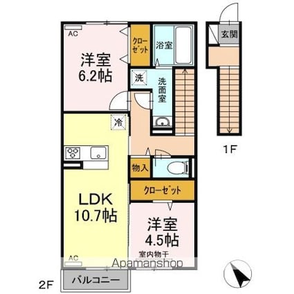 ソレイユ沖浦[2LDK/57.8m2]の間取図
