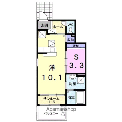 ピュール・ソレイユⅠ[1LDK/35.55m2]の間取図