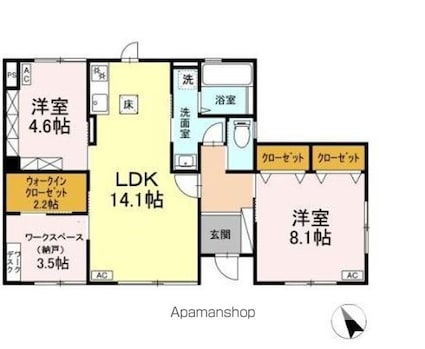 ハイランド経堂[2LDK/75.39m2]の間取図