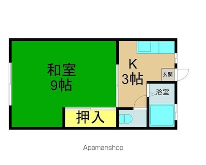 マリンパーク[1K/26.5m2]の間取図