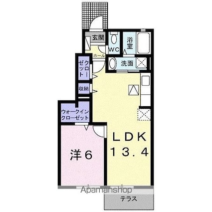 サニーフォレスタＣ[1LDK/45.47m2]の間取図