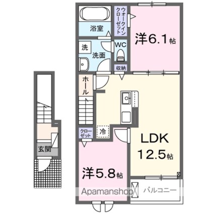 和歌山県和歌山市梅原[2LDK/56.44m2]の間取図
