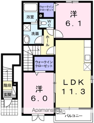 ブルーリバー[2LDK/57.63m2]の間取図
