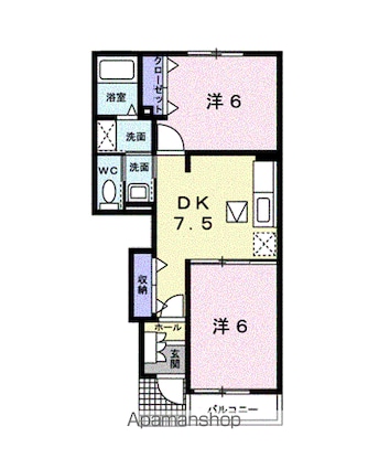 サニーコート　Ⅱ[2DK/44.82m2]の間取図